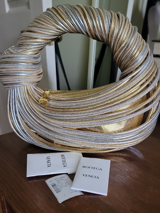 Bottega Veneta Handbags - Bottega Veneta Metallic Gold & Silver Tubular Jodie Knot Bag